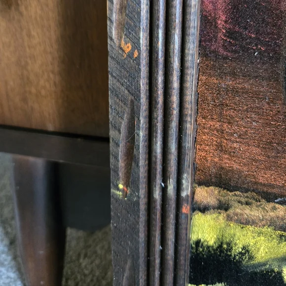 Vintage 60s 70s hand painted framed velvet desert landscape wall art Painting - Picture 5 of 8